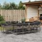 Preview: ARDEBO.de - 13-tlg. Garten-Essgruppe mit Kissen Grau Poly Rattan