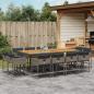 Preview: ARDEBO.de - 13-tlg. Garten-Essgruppe mit Kissen Grau Poly Rattan