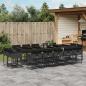 Preview: ARDEBO.de - 15-tlg. Garten-Essgruppe mit Kissen Schwarz Poly Rattan