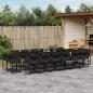 Preview: ARDEBO.de - 17-tlg. Garten-Essgruppe mit Kissen Schwarz Poly Rattan