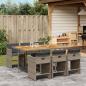 Preview: ARDEBO.de - 7-tlg. Garten-Essgruppe mit Kissen Grau Poly Rattan