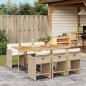 Preview: ARDEBO.de - 7-tlg. Garten-Essgruppe mit Kissen Beige Poly Rattan