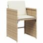 Preview: 7-tlg. Garten-Essgruppe mit Kissen Beige Poly Rattan