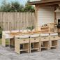 Preview: ARDEBO.de - 9-tlg. Garten-Essgruppe mit Kissen Beige Poly Rattan