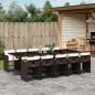 Preview: ARDEBO.de - 11-tlg. Garten-Essgruppe mit Kissen Braun Poly Rattan