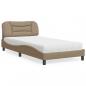 Preview: ARDEBO.de - Bett mit Matratze Cappuccino-Braun 100x200 cm Kunstleder