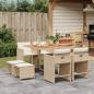 Preview: ARDEBO.de - 9-tlg. Garten-Essgruppe mit Kissen Beige Poly Rattan