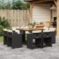 Preview: ARDEBO.de - 9-tlg. Garten-Essgruppe mit Kissen Schwarz Poly Rattan