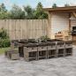 Preview: ARDEBO.de - 15-tlg. Garten-Essgruppe mit Kissen Grau Poly Rattan