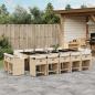 Preview: ARDEBO.de - 15-tlg. Garten-Essgruppe mit Kissen Beige Poly Rattan