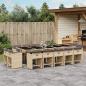 Preview: ARDEBO.de - 15-tlg. Garten-Essgruppe mit Kissen Beigemischung Poly Rattan