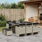 Preview: ARDEBO.de - 11-tlg. Garten-Essgruppe mit Kissen Hellgrau Poly Rattan