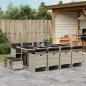 Preview: ARDEBO.de - 13-tlg. Garten-Essgruppe mit Kissen Hellgrau Poly Rattan