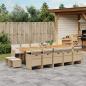 Preview: ARDEBO.de - 15-tlg. Garten-Essgruppe mit Kissen Beige Poly Rattan