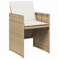 Preview: 15-tlg. Garten-Essgruppe mit Kissen Beige Poly Rattan