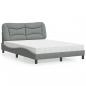 Preview: ARDEBO.de - Bett mit Matratze Hellgrau 140x190 cm Stoff