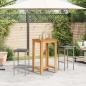 Preview: 3-tlg. Gartenbar-Set Grau Massivholz Akazie und Poly Rattan