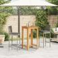 Preview: 3-tlg. Gartenbar-Set Grau Massivholz Akazie und Poly Rattan