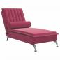 Preview: Massage-Chaiselongue mit Nackenrolle Weinrot Samt