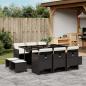 Preview: ARDEBO.de - 11-tlg. Garten-Essgruppe mit Kissen Schwarz Poly Rattan