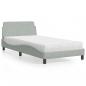 Preview: ARDEBO.de - Bett mit Matratze Hellgrau 100x200 cm Samt