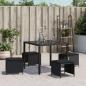 Preview: Gartenhocker mit Kissen 4 Stk. Schwarz 40x40x35 cm Poly Rattan