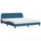 Preview: ARDEBO.de - Bett mit Matratze Blau 180x200 cm Samt