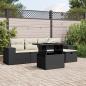 Preview: ARDEBO.de - 6-tlg. Garten-Sofagarnitur mit Kissen Schwarz Poly Rattan