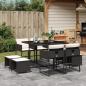 Preview: ARDEBO.de - 9-tlg. Garten-Essgruppe mit Kissen Schwarz Poly Rattan