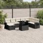 Preview: ARDEBO.de - 9-tlg. Garten-Sofagarnitur mit Kissen Schwarz Poly Rattan