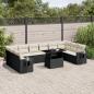 Preview: ARDEBO.de - 11-tlg. Garten-Sofagarnitur mit Kissen Schwarz Poly Rattan