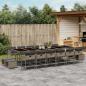 Preview: ARDEBO.de - 17-tlg. Garten-Essgruppe mit Kissen Grau Poly Rattan