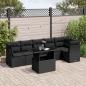 Preview: ARDEBO.de - 7-tlg. Garten-Sofagarnitur mit Kissen Schwarz Poly Rattan