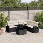 Preview: ARDEBO.de - 7-tlg. Garten-Sofagarnitur mit Kissen Schwarz Poly Rattan