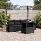 Preview: ARDEBO.de - 5-tlg. Garten-Sofagarnitur mit Kissen Schwarz Poly Rattan