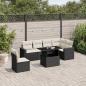 Preview: ARDEBO.de - 7-tlg. Garten-Sofagarnitur mit Kissen Schwarz Poly Rattan