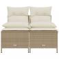 Preview: 4-tlg. Garten-Sofagarnitur mit Kissen Beige Poly Rattan