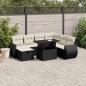 Preview: ARDEBO.de - 8-tlg. Garten-Sofagarnitur mit Kissen Schwarz Poly Rattan