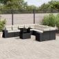 Preview: ARDEBO.de - 11-tlg. Garten-Sofagarnitur mit Kissen Schwarz Poly Rattan