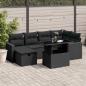 Preview: ARDEBO.de - 7-tlg. Garten-Sofagarnitur mit Kissen Schwarz Poly Rattan