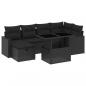 Preview: 7-tlg. Garten-Sofagarnitur mit Kissen Schwarz Poly Rattan