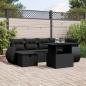 Preview: ARDEBO.de - 7-tlg. Garten-Sofagarnitur mit Kissen Schwarz Poly Rattan