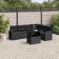 Preview: ARDEBO.de - 7-tlg. Garten-Sofagarnitur mit Kissen Schwarz Poly Rattan