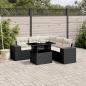 Preview: ARDEBO.de - 6-tlg. Garten-Sofagarnitur mit Kissen Schwarz Poly Rattan