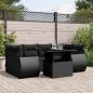 Preview: ARDEBO.de - 7-tlg. Garten-Sofagarnitur mit Kissen Schwarz Poly Rattan