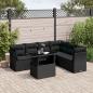 Preview: ARDEBO.de - 7-tlg. Garten-Sofagarnitur mit Kissen Schwarz Poly Rattan