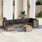 Preview: ARDEBO.de - 8-tlg. Garten-Sofagarnitur mit Kissen Grau Poly Rattan