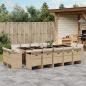 Preview: ARDEBO.de - 15-tlg. Garten-Essgruppe mit Kissen Beige Poly Rattan