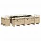 Preview: 15-tlg. Garten-Essgruppe mit Kissen Beige Poly Rattan