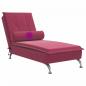 Preview: Massage-Chaiselongue mit Nackenrolle Weinrot Samt